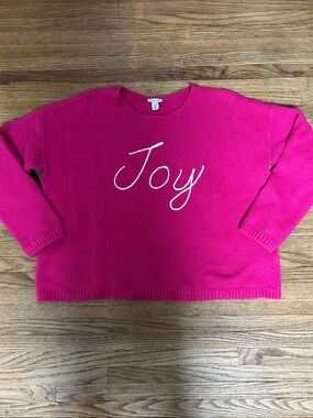 Tribal Women's 'Joy' Script Crewneck Sweater in Hot Pink